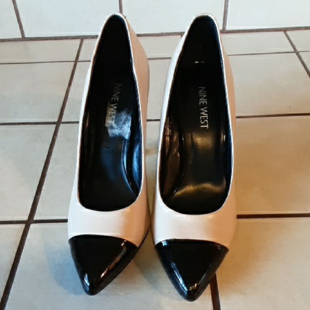 Nine West Black and Cream Heels Classic Two-Tone Design